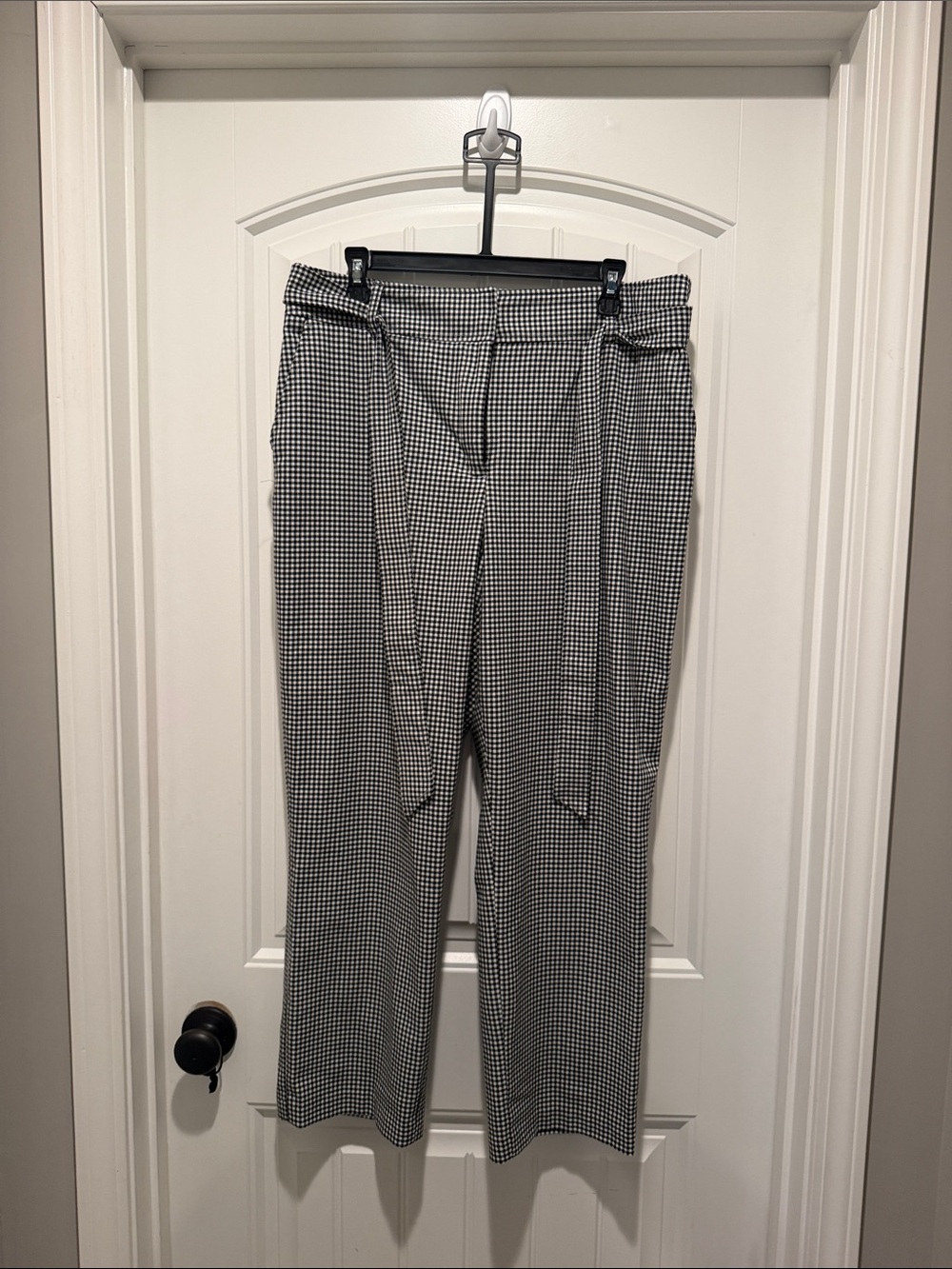 Joie Black & White Checked Straight-Leg Pants